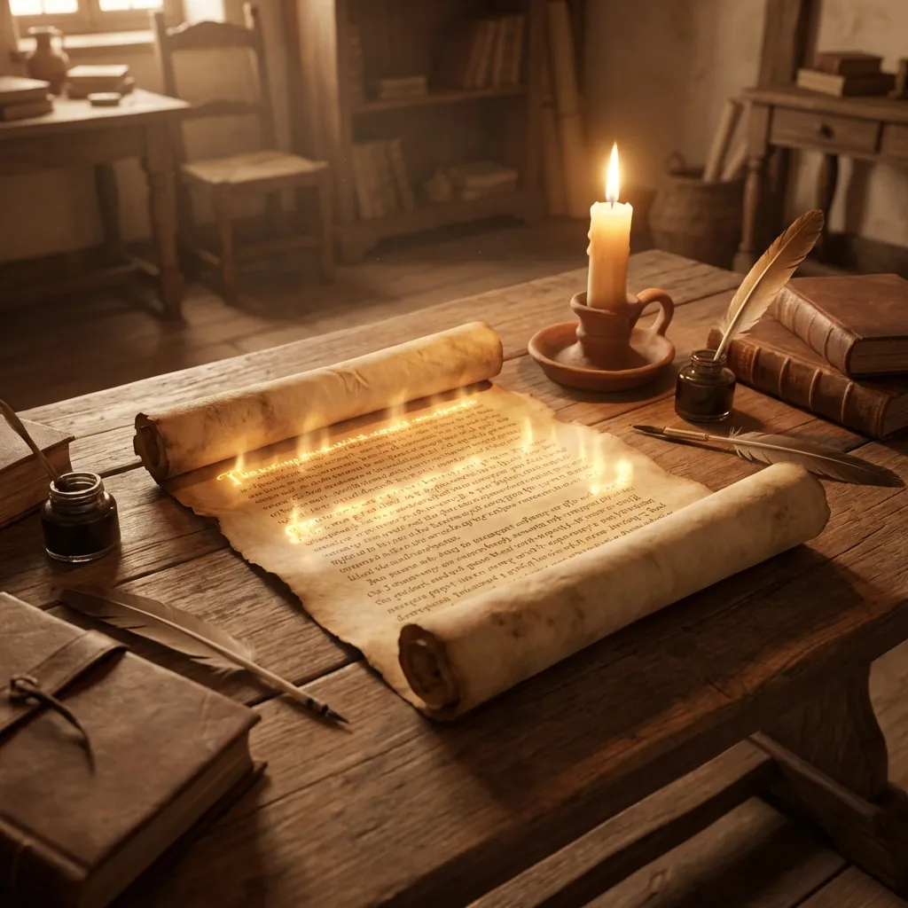 A warmly lit devotional scene with Scripture and a candle